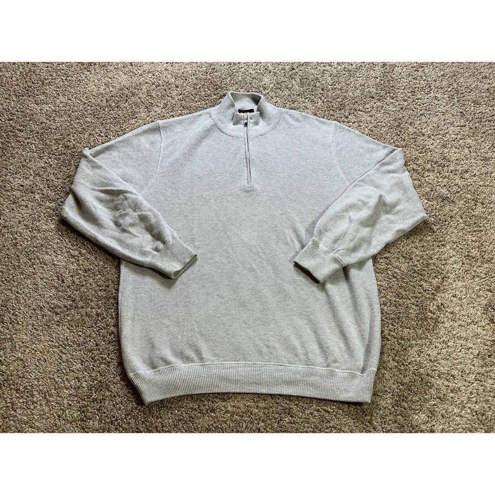 Paul Stuart Sweater Extra Large Gray Mens Pullover 1/4 Zip Outdoors Long Sleeve